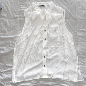 White ruffle blouse